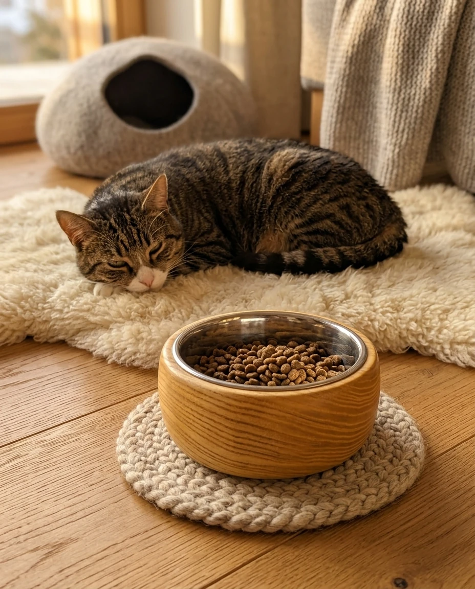 AI-generated ash cat bowl photography: the cat corner