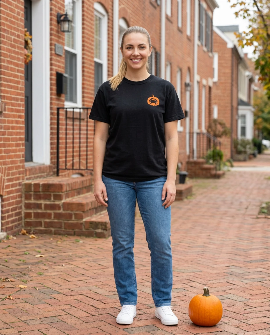 Autumn graphic T-shirt in an AI-generated setting