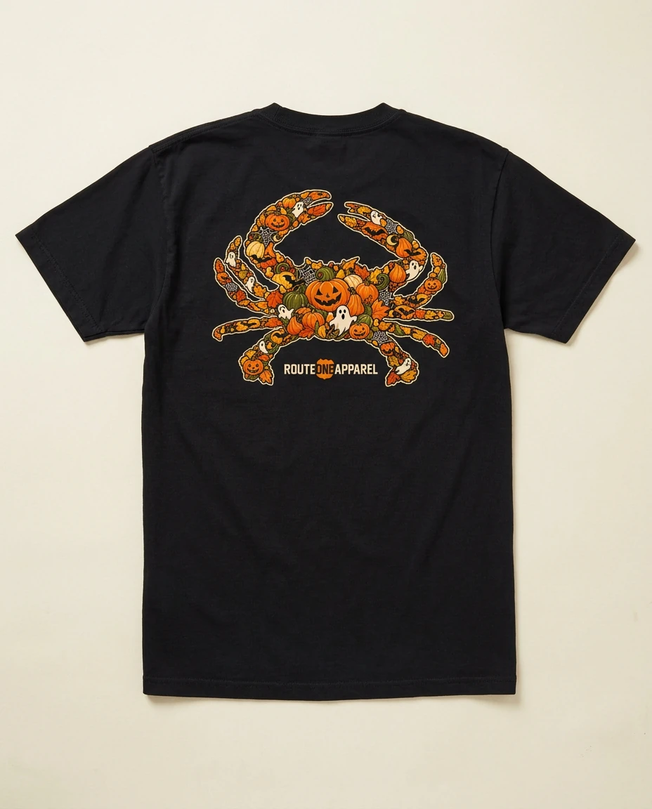 AI-generated autumn graphic t-shirt photography: back still life
