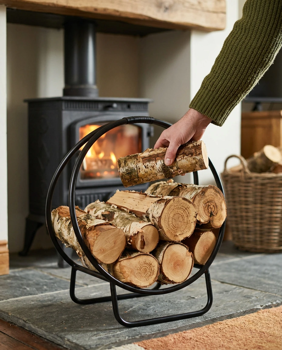 AI-generated black hoop log holder photography: taking a log