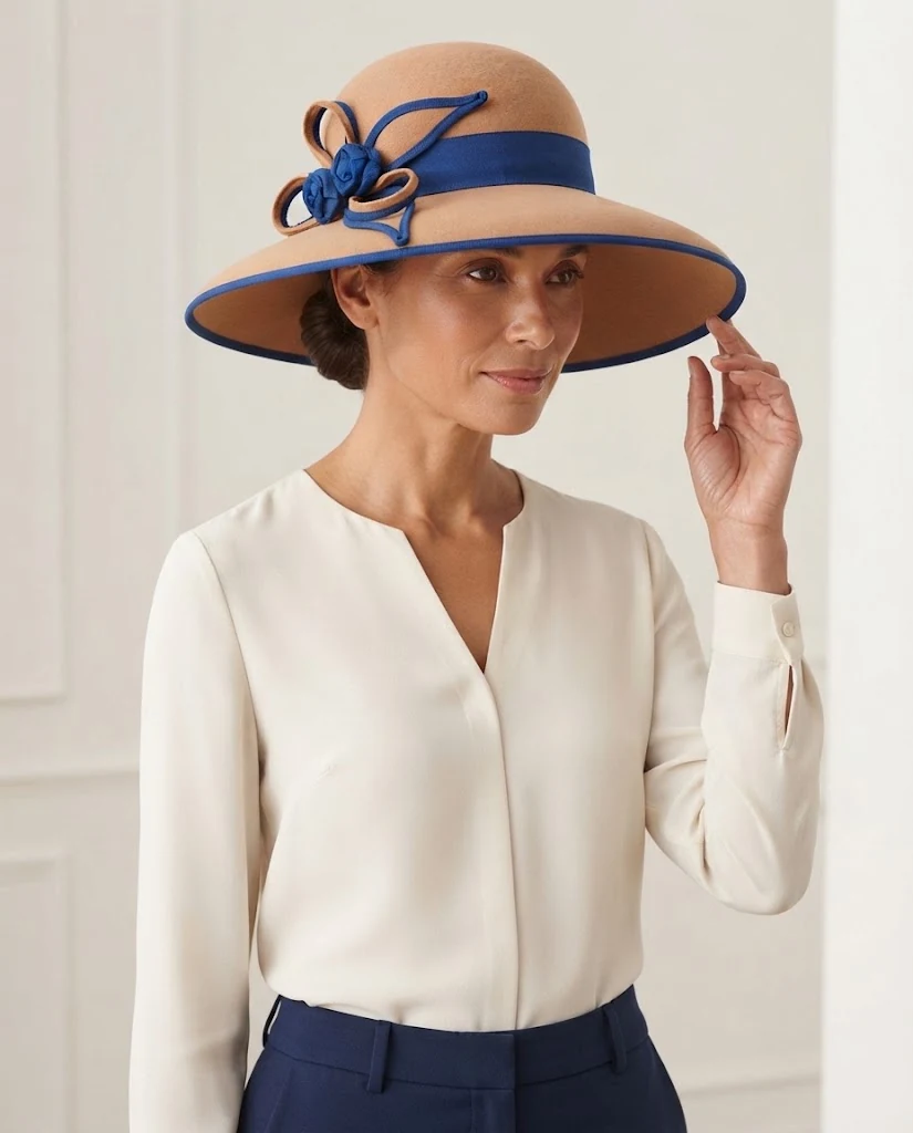 AI-generated camel felt hat photography: a touch of the brim