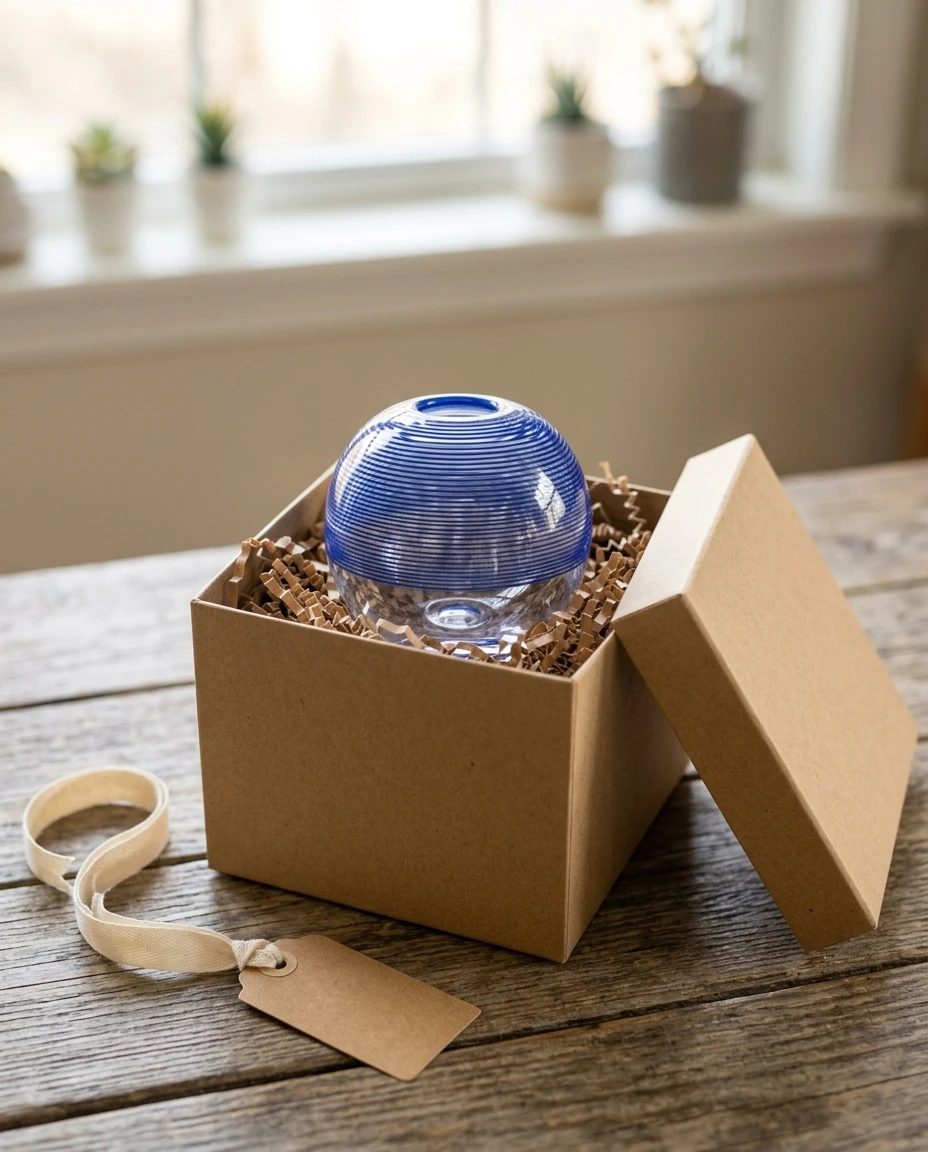 AI-generated cobalt thread vase photography: ready to give