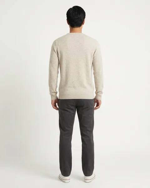 AI-generated fictional clothing demonstration: back view