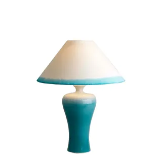 Original turquoise stoneware lamp product photo