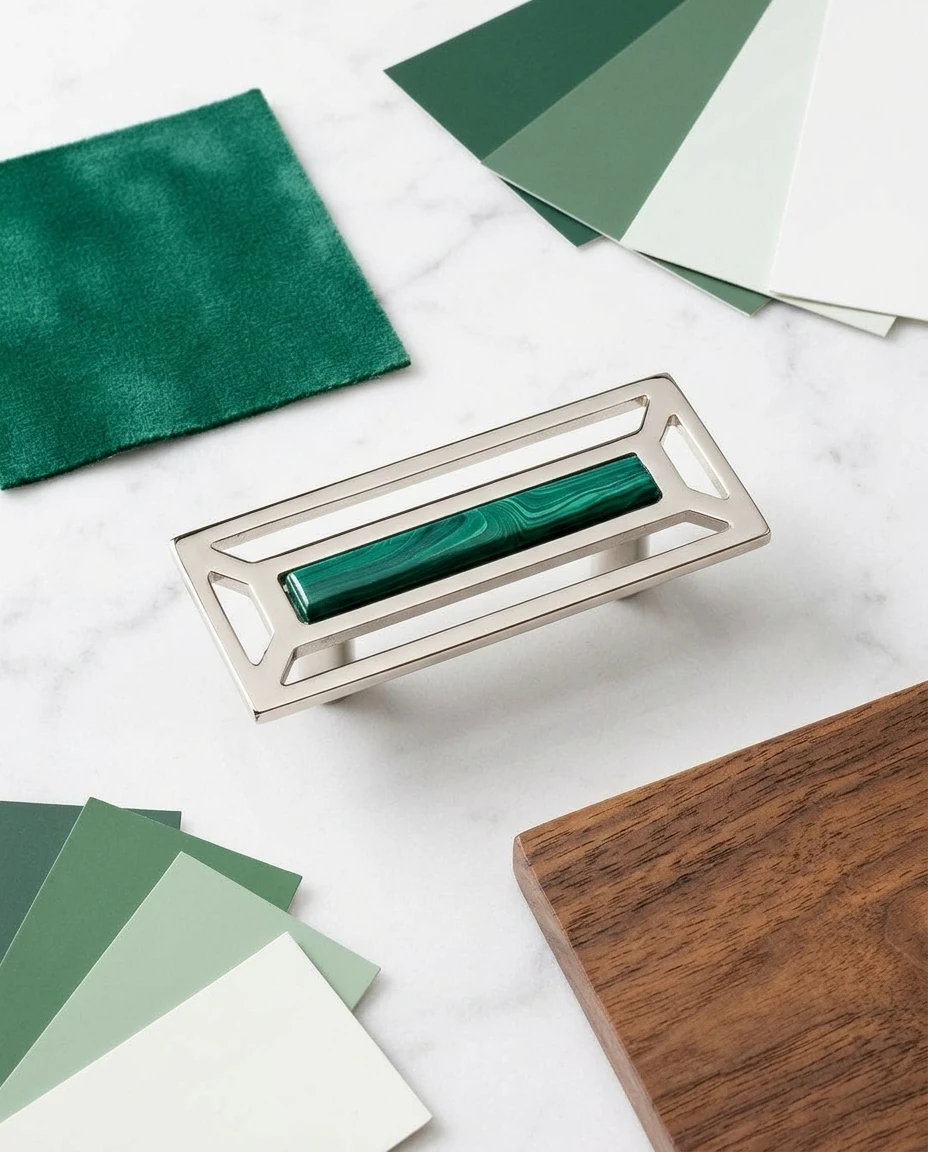 AI-generated malachite frame pull photography: on the design board
