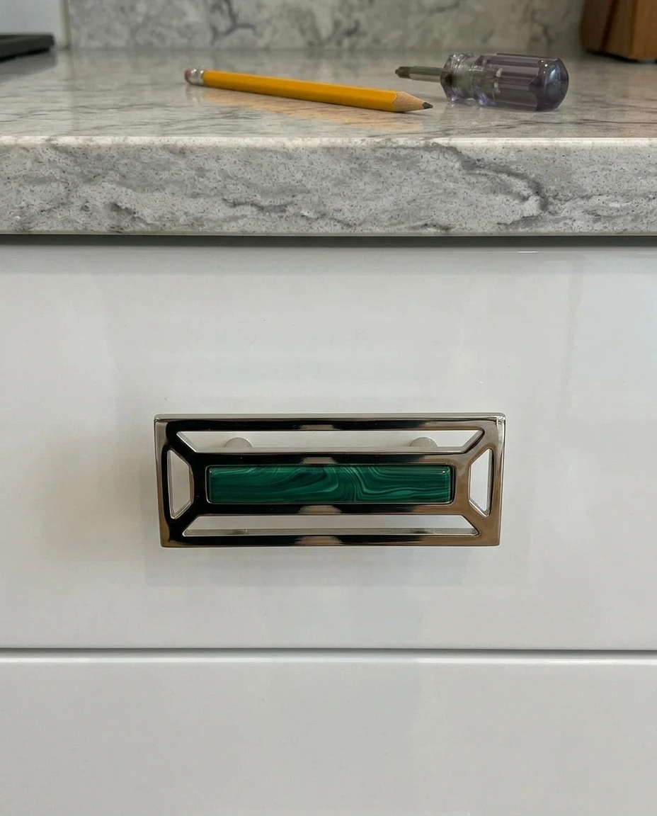 AI-generated malachite frame pull photography: just installed