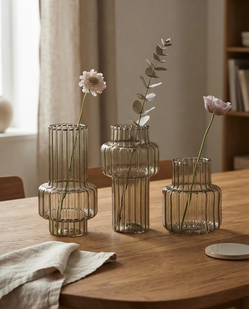 Smoked glass trio in an AI-generated setting