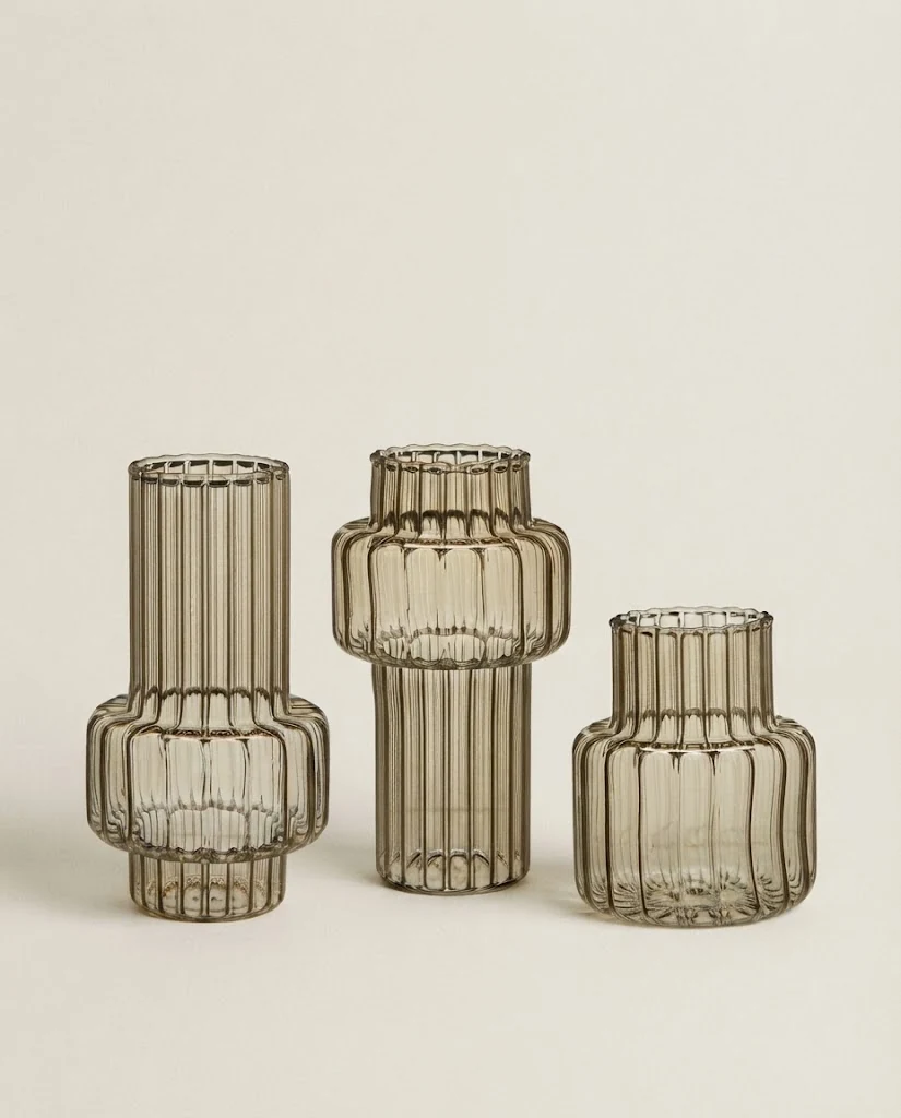 AI-generated smoked glass trio photography: studio angle