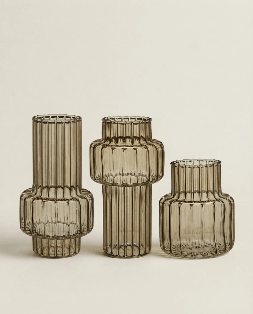 AI-generated smoked glass trio photography: studio hero