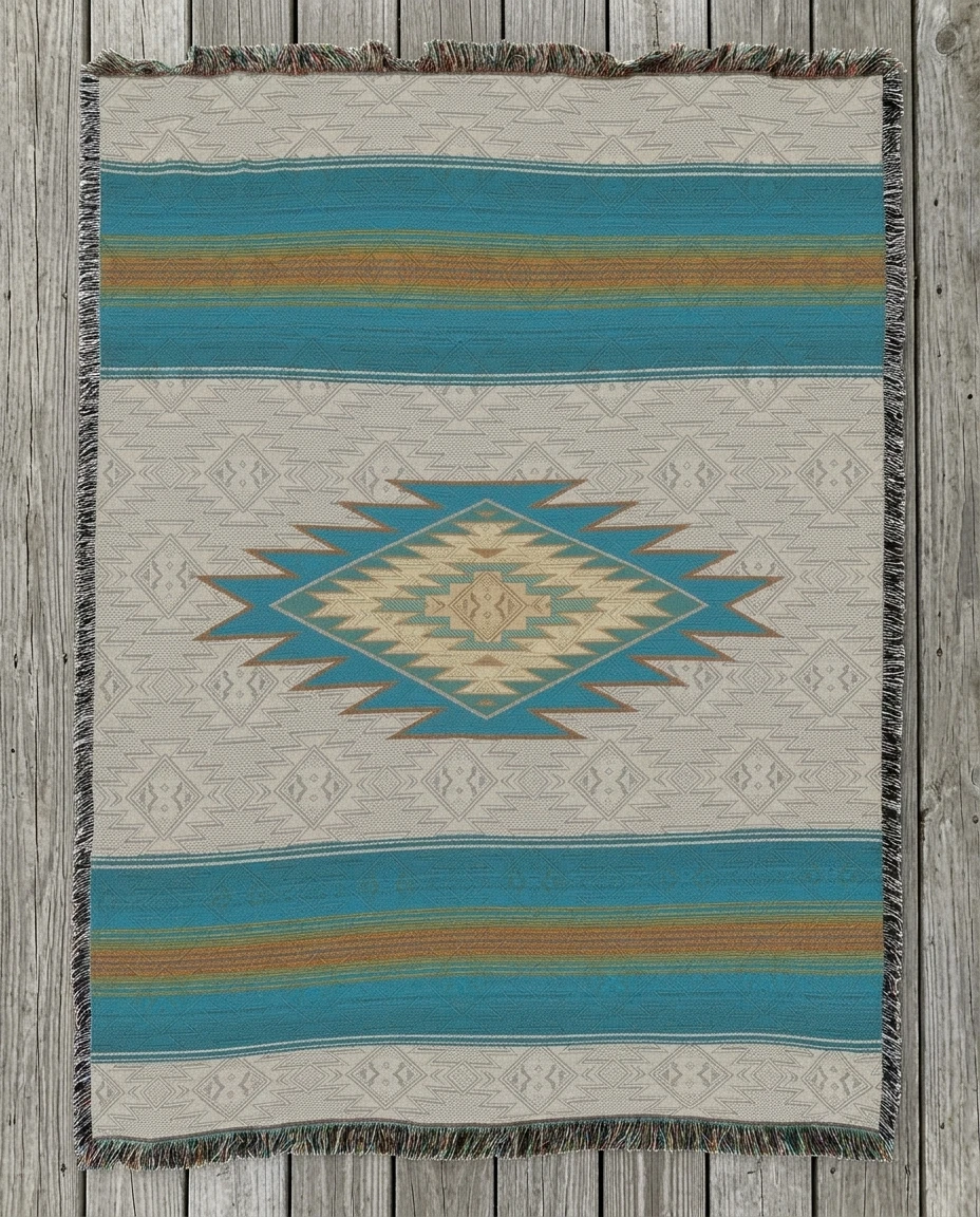 AI-generated southwest medallion throw photography: the full design