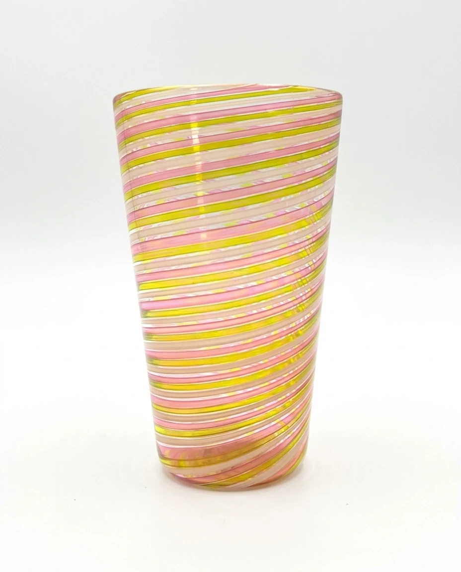 AI-generated striped cane tumbler photography: studio view