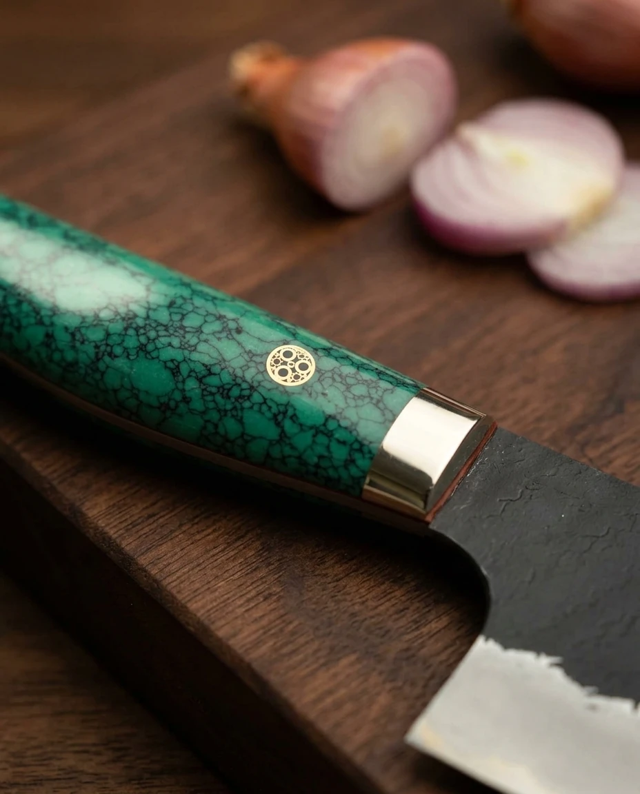 AI-generated turquoise nakiri photography: turquoise handle