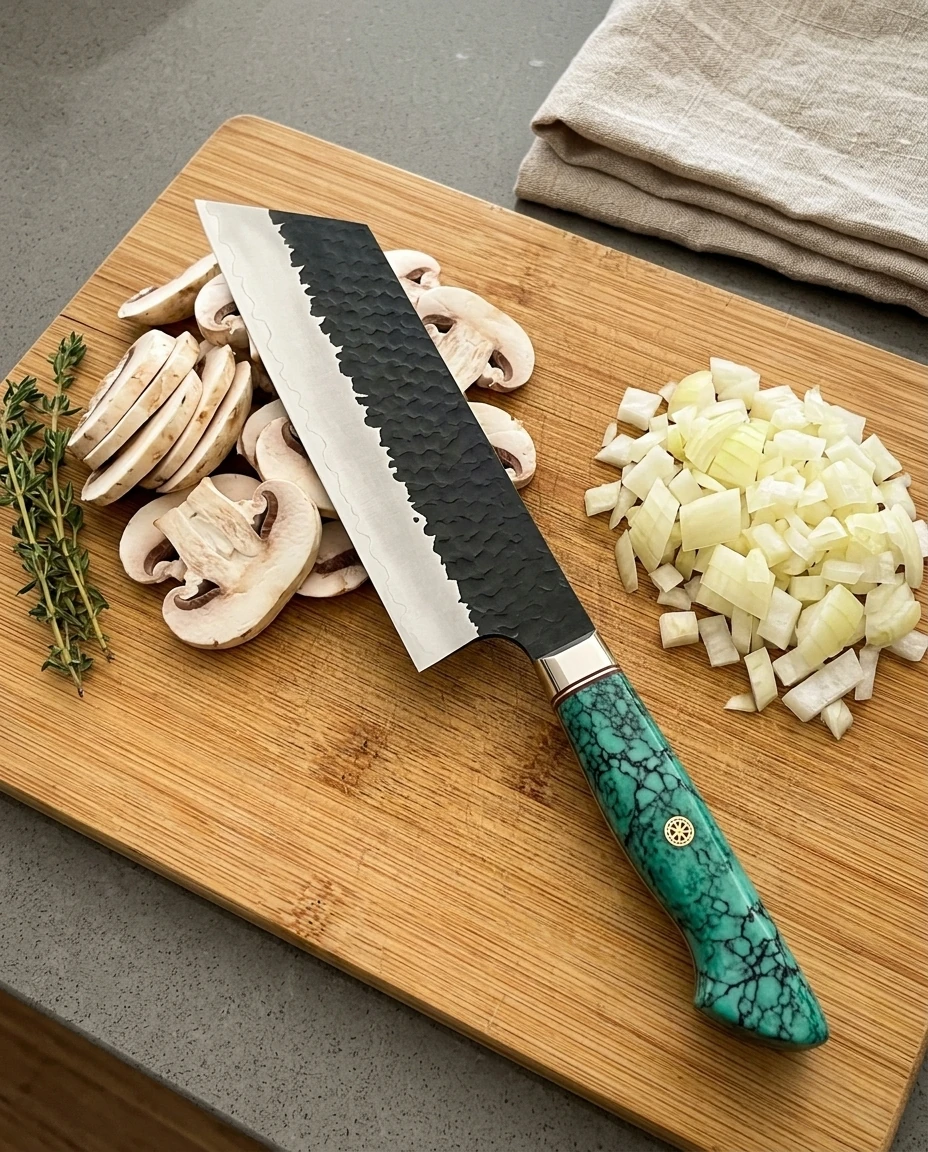 AI-generated turquoise nakiri photography: weeknight prep